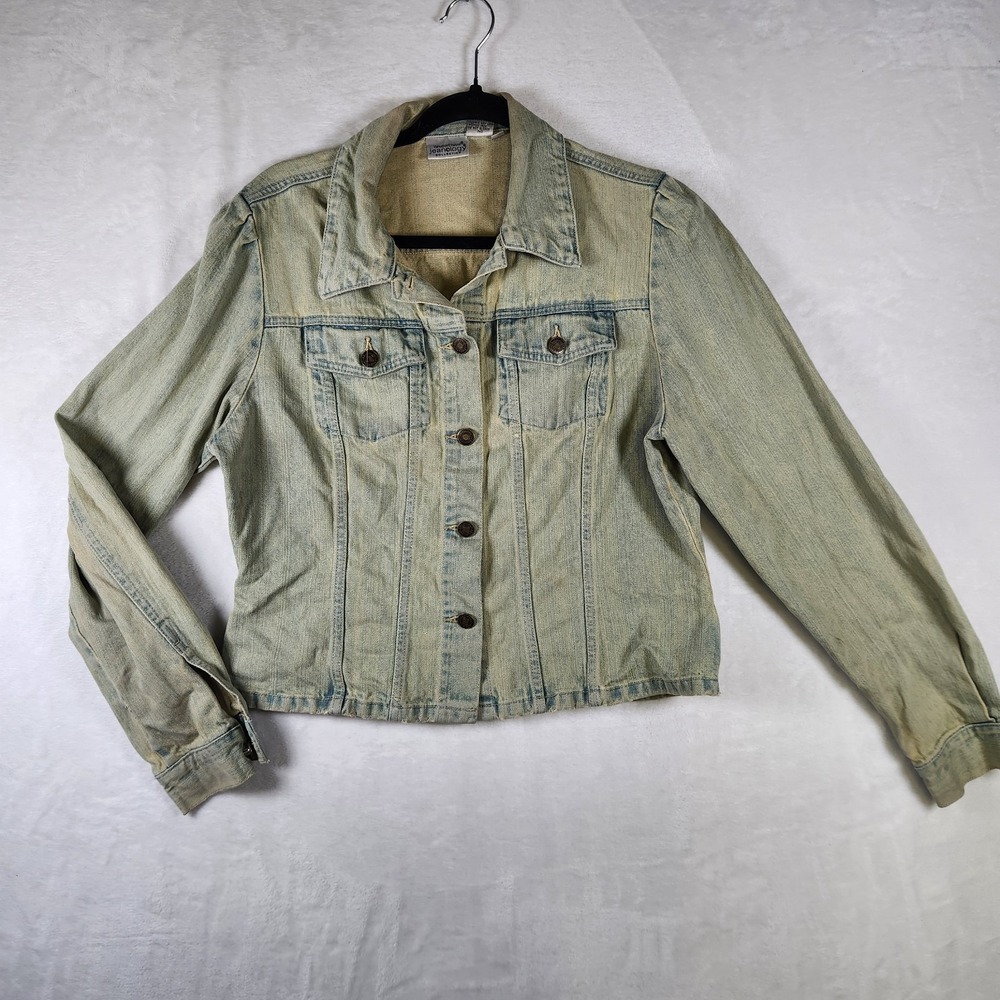 Vtg Newport News Jeanology Denim Jacket Womens Sz 12‎ Light Wash Jean Trucker